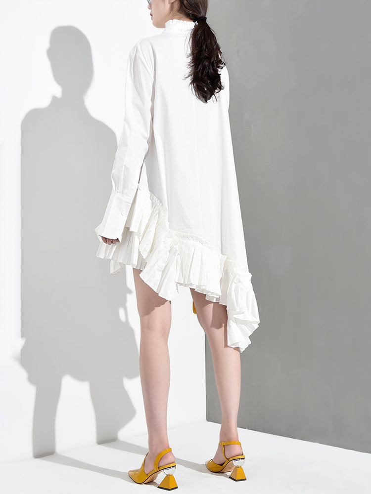 Akihiko Long Sleeve Irregular Shirt Dress from Marigold Shadows