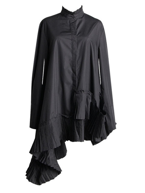 Akihiko Long Sleeve Irregular Shirt Dress from Marigold Shadows