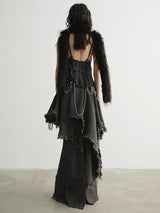 Frandie Asymmetrical Frayed Dress