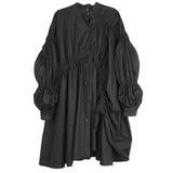 Hotaru Long Sleeve Pleated Shirt Dress - Black from Marigold Shadows