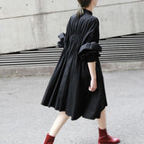 Hotaru Long Sleeve Pleated Shirt Dress - Black from Marigold Shadows