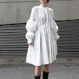 Hotaru Long Sleeve Pleated Shirt Dress - White from Marigold Shadows