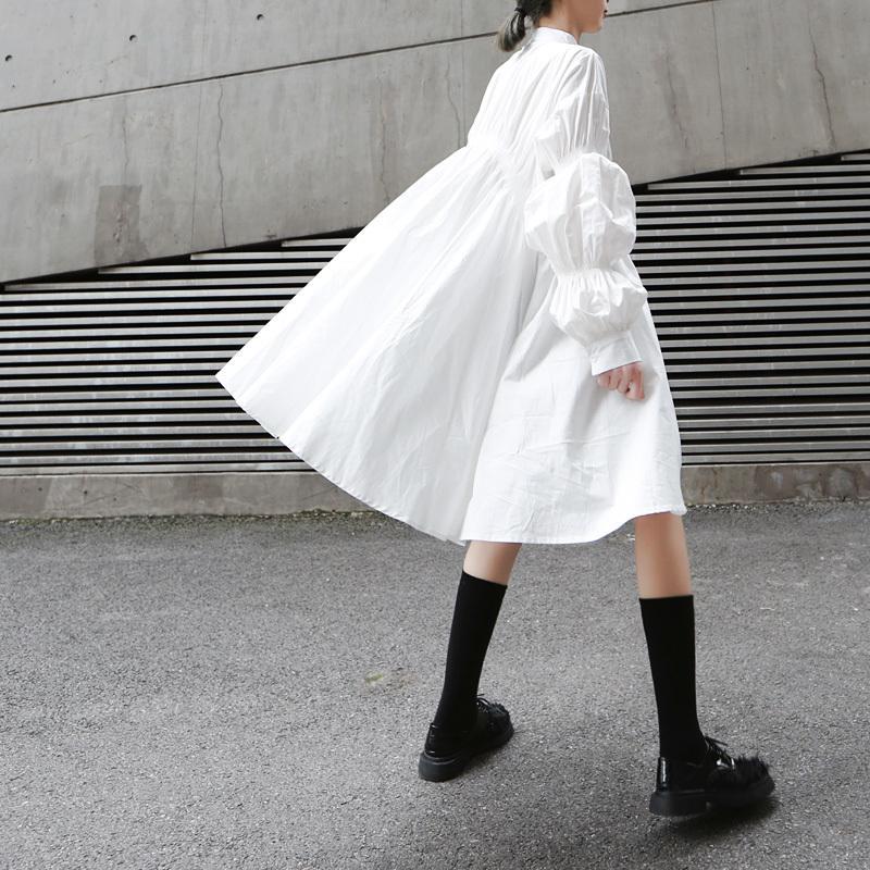 Hotaru Long Sleeve Pleated Shirt Dress - White from Marigold Shadows
