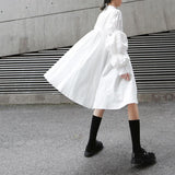 Hotaru Long Sleeve Pleated Shirt Dress - White from Marigold Shadows