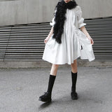 Hotaru Long Sleeve Pleated Shirt Dress - White from Marigold Shadows