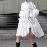 Hotaru Long Sleeve Pleated Shirt Dress - White from Marigold Shadows