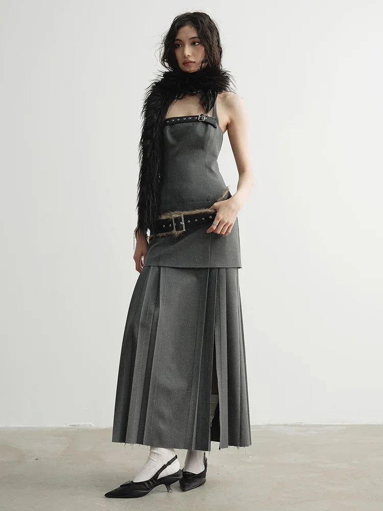Meecie Pleated Halter Dress from Marigold Shadows
