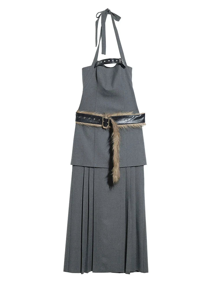 Meecie Pleated Halter Dress from Marigold Shadows