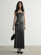 Meecie Pleated Halter Dress from Marigold Shadows