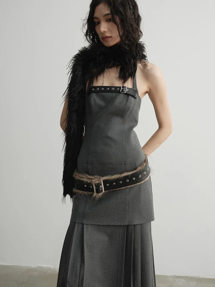 Meecie Pleated Halter Dress from Marigold Shadows