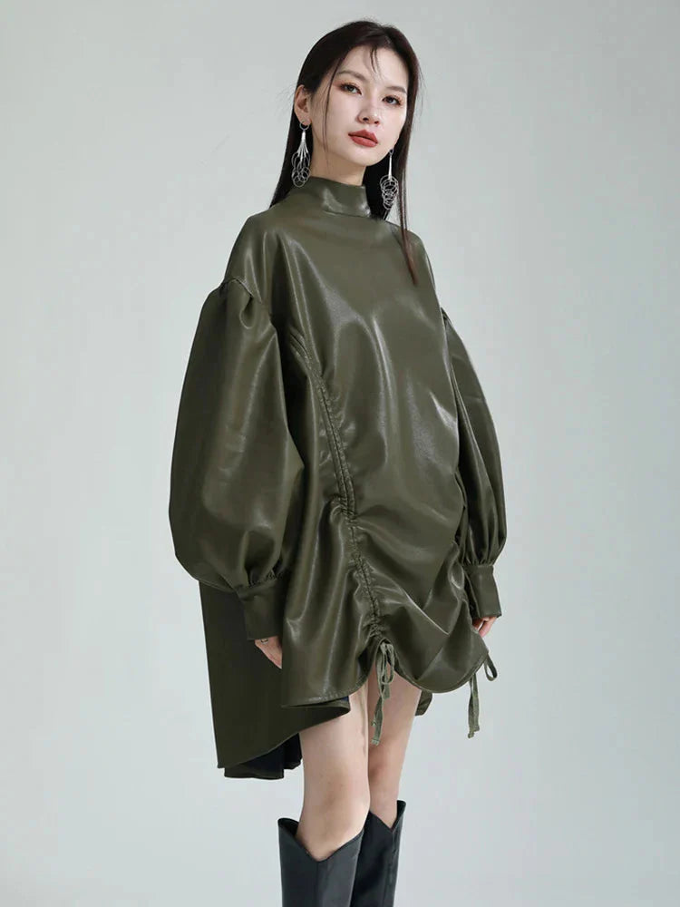 Paoula Ruched Dress - Green from Marigold Shadows