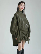 Paoula Ruched Dress - Green from Marigold Shadows