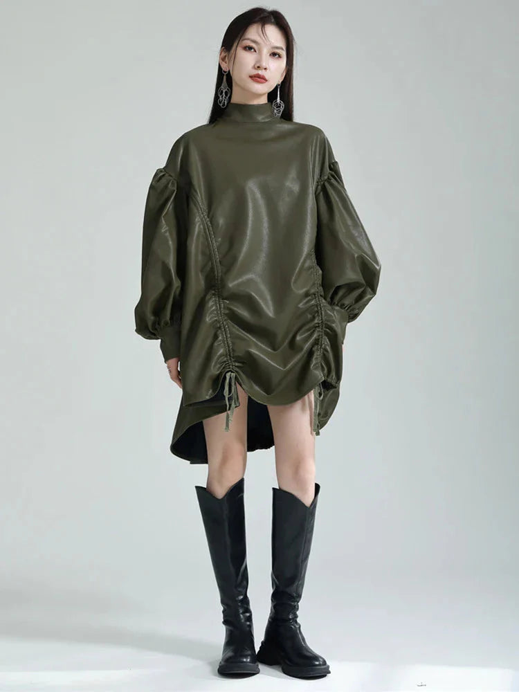 Paoula Ruched Dress - Green from Marigold Shadows