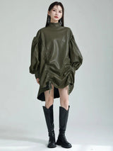 Paoula Ruched Dress - Green from Marigold Shadows