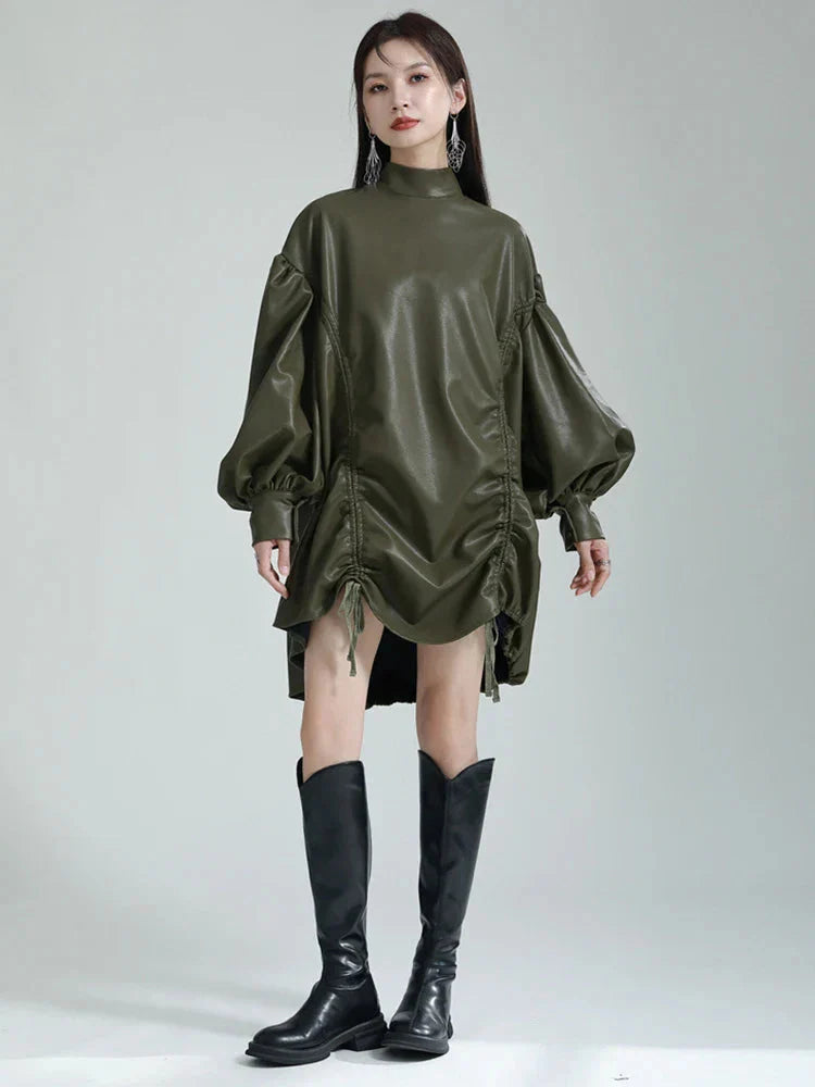 Paoula Ruched Dress - Green from Marigold Shadows