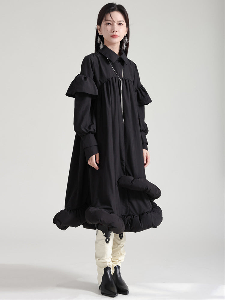 Plufey Long Sleeve Puff Dress - Black from Marigold Shadows