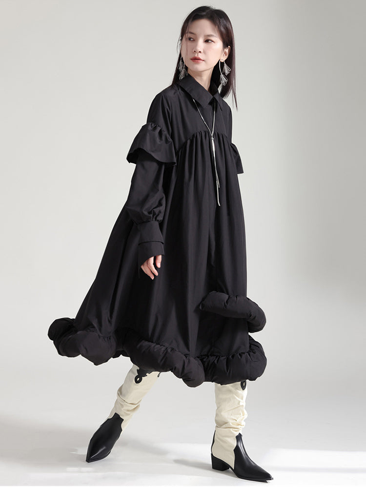 Plufey Long Sleeve Puff Dress - Black from Marigold Shadows
