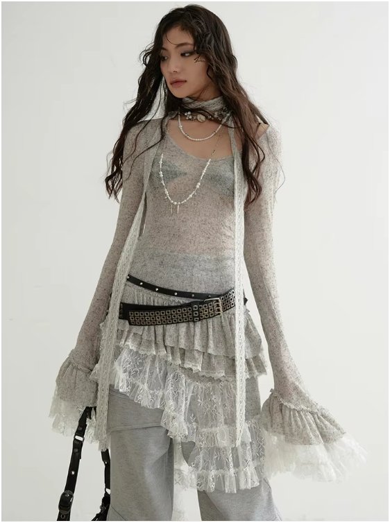 Rideco Ruffle Lace Sweater Dress from Marigold Shadows