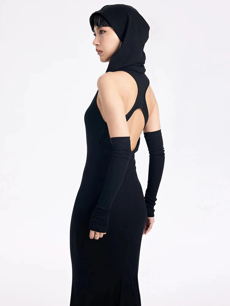 Witcheria Backless Hooded Dress from Marigold Shadows