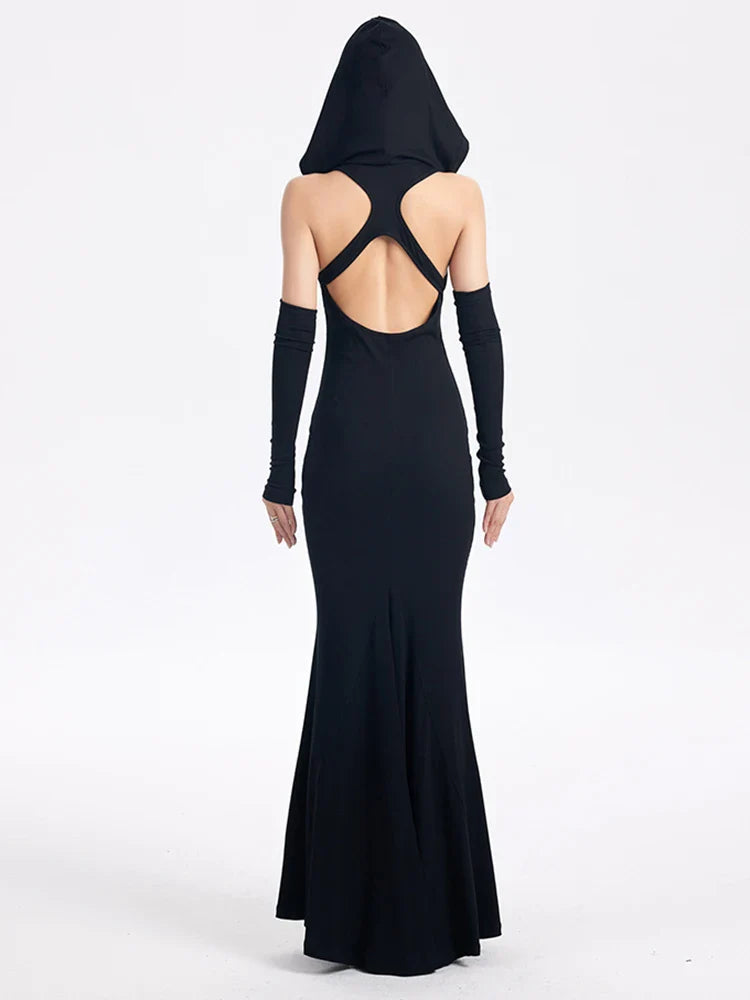 Witcheria Backless Hooded Dress from Marigold Shadows