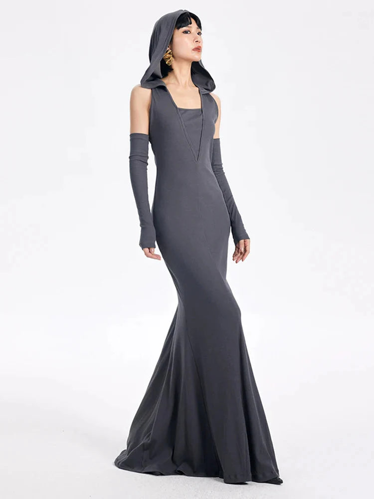 Witcheria Backless Hooded Dress from Marigold Shadows