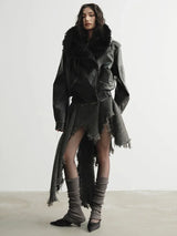 Nunce Vegan Wool Collar Motorcycle Jacket from Marigold Shadows