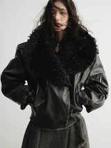 Nunce Vegan Wool Collar Motorcycle Jacket from Marigold Shadows