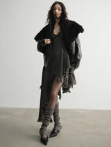 Nunce Vegan Wool Collar Motorcycle Jacket from Marigold Shadows
