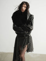 Nunce Vegan Wool Collar Motorcycle Jacket from Marigold Shadows