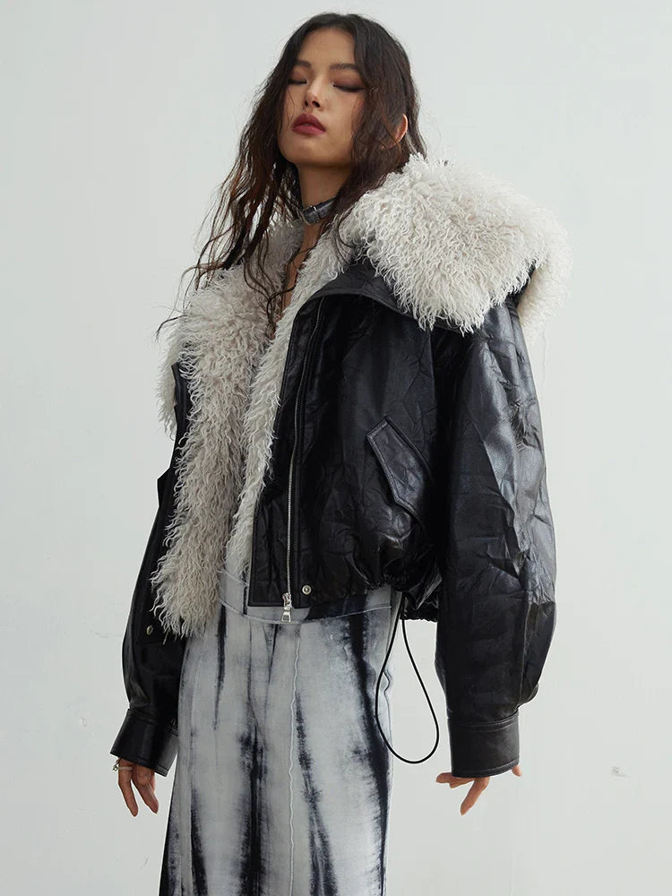 Nursey Vegan Leather Fuzz Jacket from Marigold Shadows