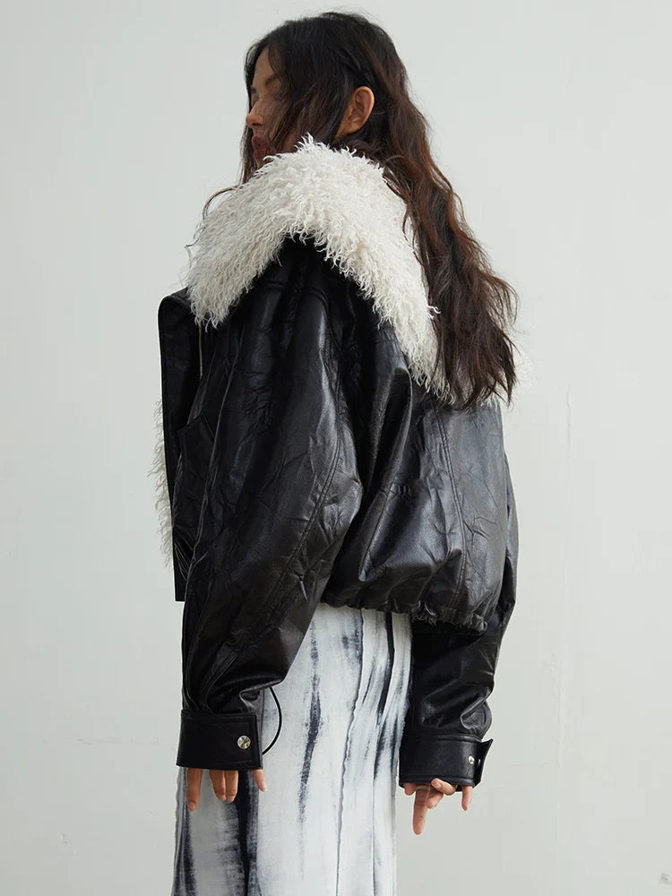 Nursey Vegan Leather Fuzz Jacket from Marigold Shadows
