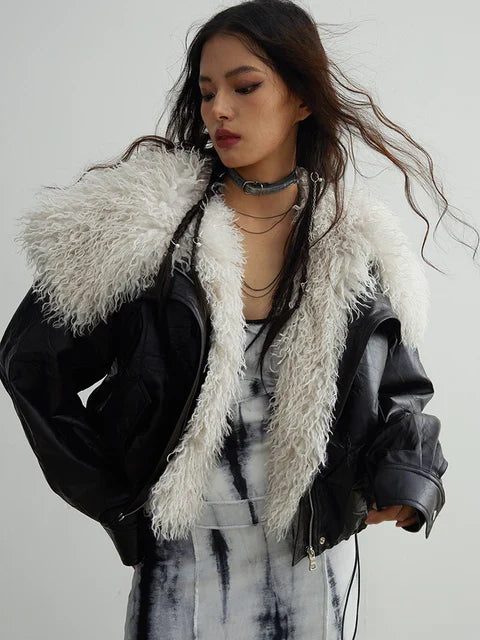 Nursey Vegan Leather Fuzz Jacket from Marigold Shadows