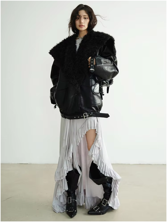 Pumaba Fuzz Motorcycle Jacket from Marigold Shadows