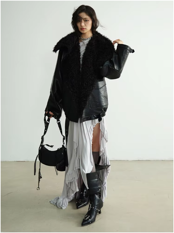 Pumaba Fuzz Motorcycle Jacket from Marigold Shadows
