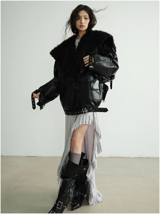 Pumaba Fuzz Motorcycle Jacket from Marigold Shadows