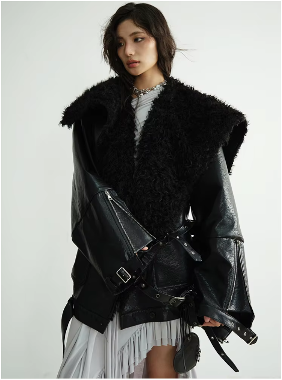 Pumaba Fuzz Motorcycle Jacket from Marigold Shadows