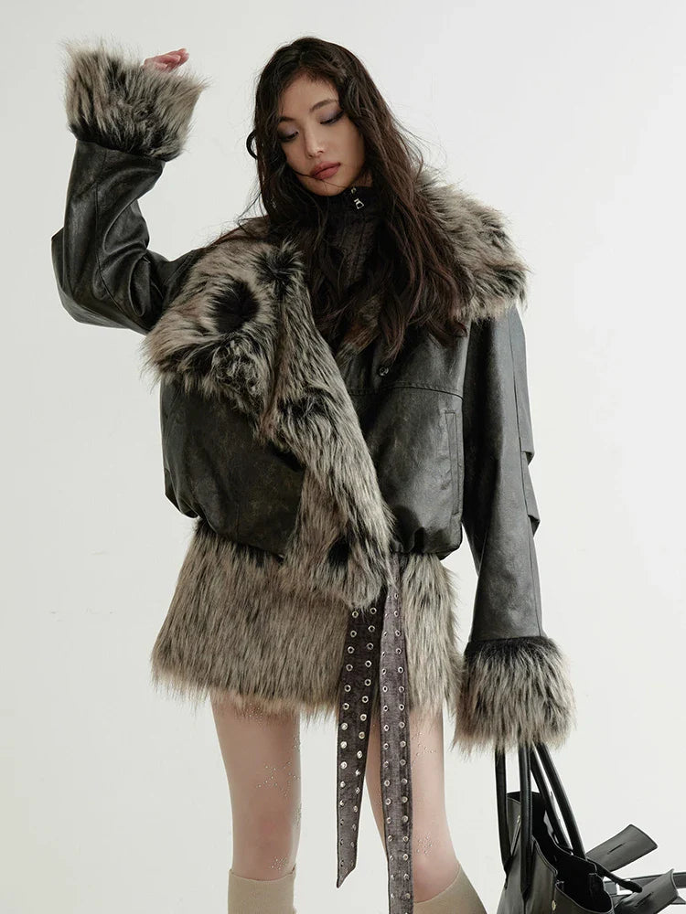 Sablet Reversible Plaid Faux Fur Jacket from Marigold Shadows