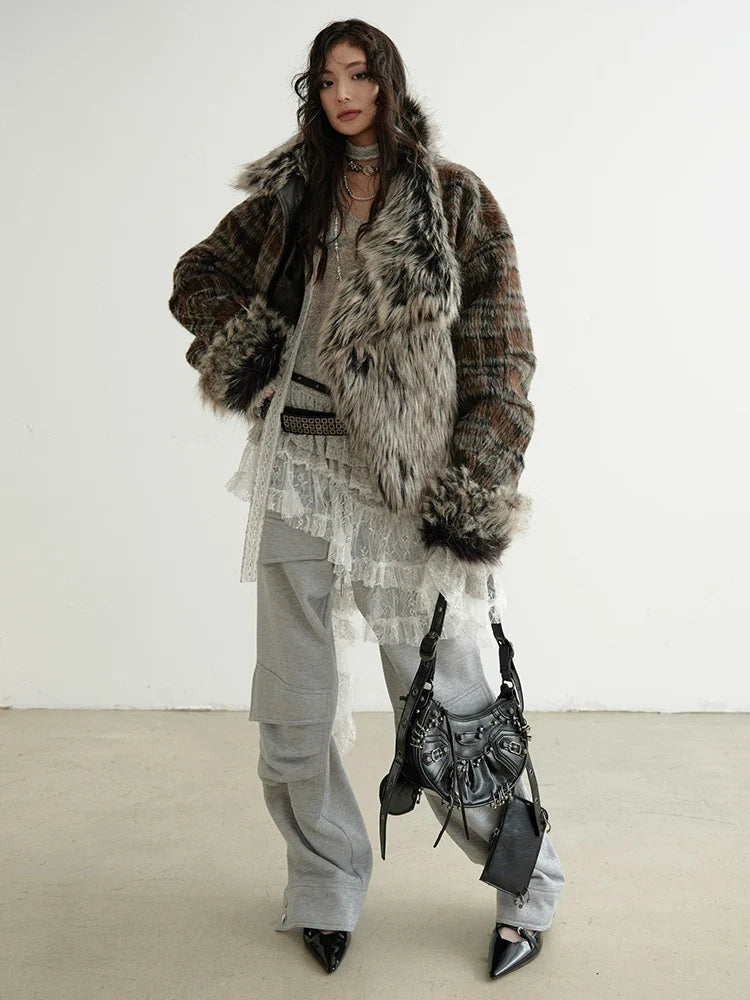 Sablet Reversible Plaid Faux Fur Jacket from Marigold Shadows