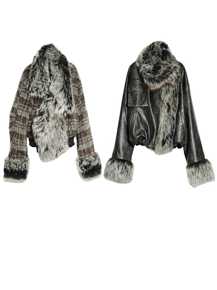 Sablet Reversible Plaid Faux Fur Jacket from Marigold Shadows