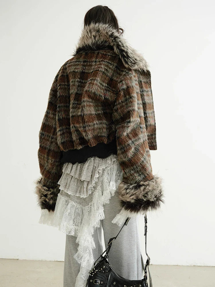 Sablet Reversible Plaid Faux Fur Jacket from Marigold Shadows