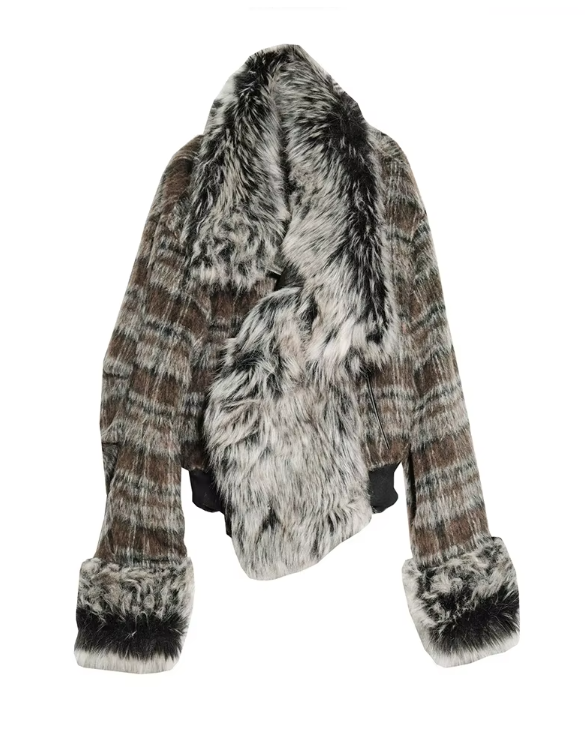 Sablet Reversible Plaid Faux Fur Jacket from Marigold Shadows