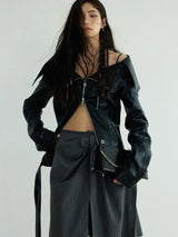 Shu Pinstripe Lace Skirt Pants