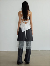 Shu Pinstripe Lace Skirt Pants