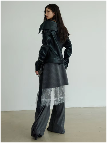 Shu Pinstripe Lace Skirt Pants