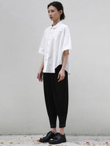 Binus Half Sleeve Lapel Blouse