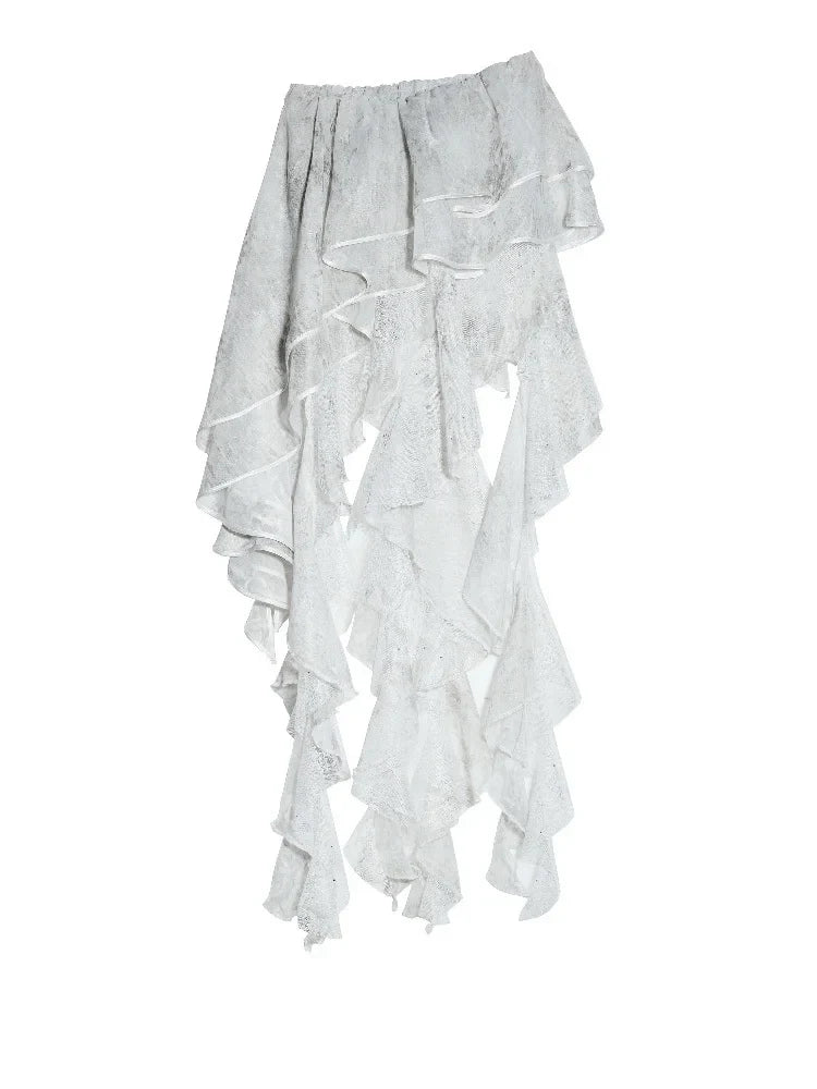 Cossett Irregular Ruffles Tube Top Skirt