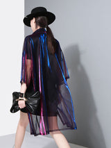 Reece Sheer Shimmer Shirt Dress - Rose Red Blue from Marigold Shadows