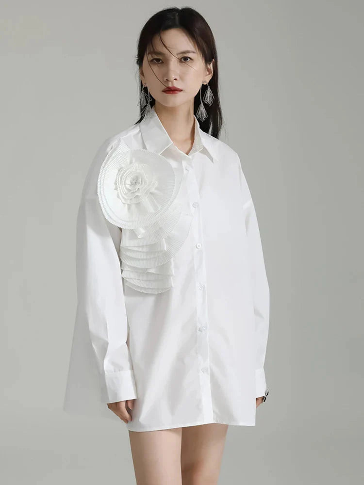 Sheltey Ruffle Flower Blouse - White