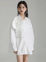 Sheltey Ruffle Flower Blouse - White