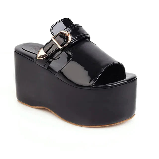 Asuandra Platform Slide - Black from Marigold Shadows